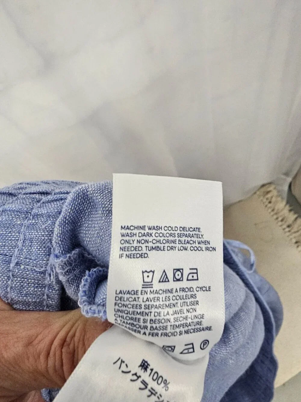 Lands' End Pants Blue Linen Crop Beach Summer Casual Wide Leg 3X - Picture 9 of 11